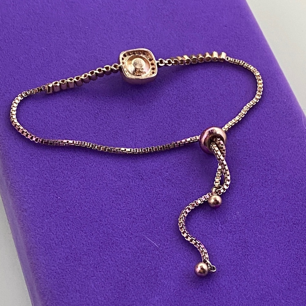 💛 14k Rose Gold Genuine Crystal Tennis Bolo Bracelet | Dainty Luxe Sparkle - Picture 4 of 8